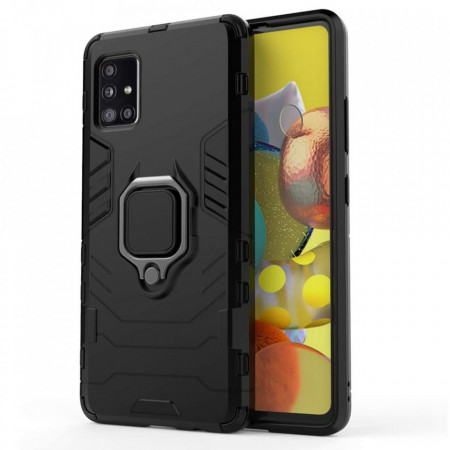 Husa Samsung Galaxy A51 cu inel, Techsuit Silicone Shield - Negru