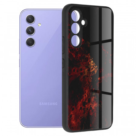 Husa Samsung Galaxy A54 cu sticla securizata, Techsuit Glaze - Red Nebula