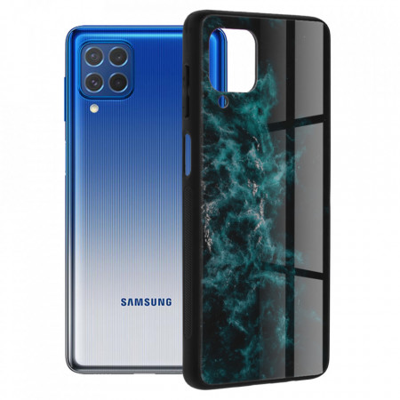 Husa Samsung Galaxy F62 / M62 cu sticla securizata, Techsuit Glaze - Blue Nebula