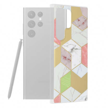 Husa Samsung Galaxy S23 Ultra Marble Series, Techsuit - Purple Hex