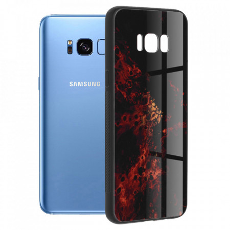 Husa Samsung Galaxy S8 Plus cu sticla securizata, Techsuit Glaze - Red Nebula