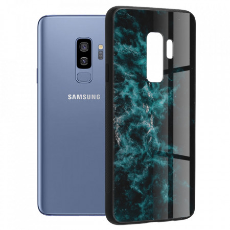 Husa Samsung Galaxy S9 Plus cu sticla securizata, Techsuit Glaze - Blue Nebula