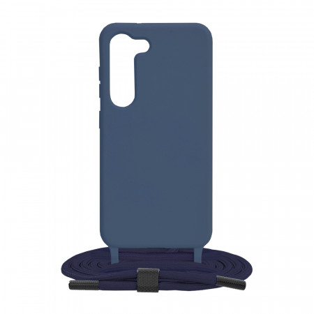 Husa silicon Samsung Galaxy S23 cu snur, Techsuit Crossbody Lanyard - Albastru