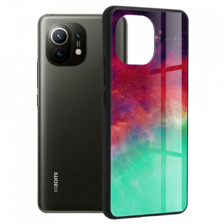 Husa Xiaomi Mi 11 cu sticla securizata, Techsuit Glaze - Fiery Ocean