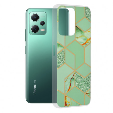 Husa Xiaomi Redmi Note 12 5G / Poco X5 Marble Series, Techsuit - Green Hex