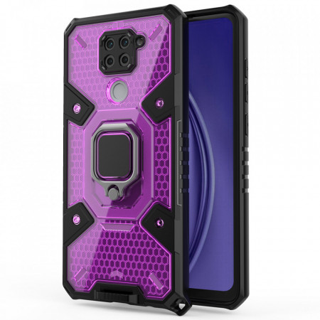 Husa Xiaomi Redmi Note 9 cu inel, Techsuit Honeycomb - Rose-Violet