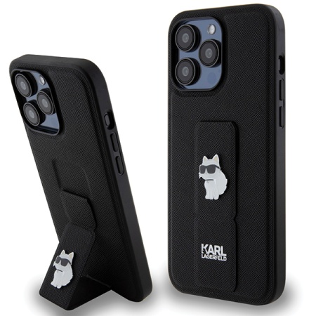 Huse pentru iPhone 14 Pro Max, Karl Lagerfeld, Saffiano Gripstand, Negru