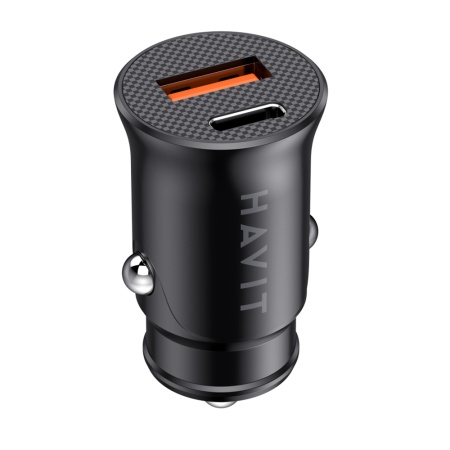 Incarcator Auto Fast Charge, USB, Type-C, PD20W, 3A, PC, Havit CC2022, Negru
