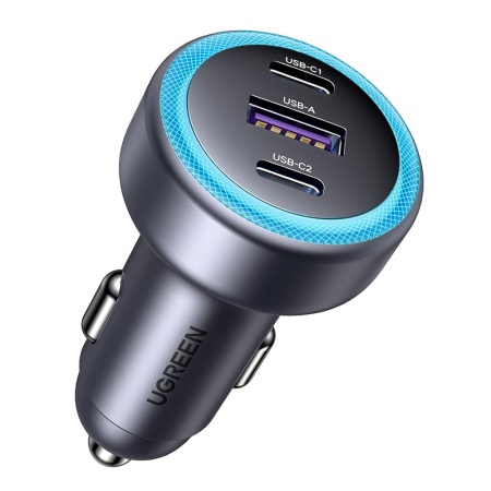 Incarcator de Masina EC307 (45843), USB, 2x Type-C, 30W, Incarcare Rapida, QC3.0, 22.5W, Negru