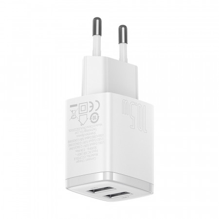 Incarcator priza 2xUSB 10.5W, Baseus (CCXJ010202) - Alb