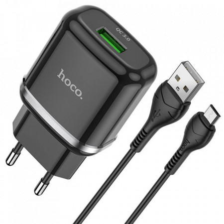 Incarcator priza (N3 Special), USB-A, 18W, 3A cu cablu USB-A to Micro-USB Cable 1.0m, HOCO - Negru