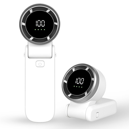 Mini Ventilator Portabil A9, LED Display, 5 Viteze, USB-C, Baterie 5000mAh, Silentios si Reincarcabil, Alb