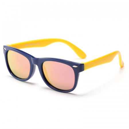 Ochelari de soare Copii cu protectie UV (D802), Techsuit - Galben Albastru Inchis