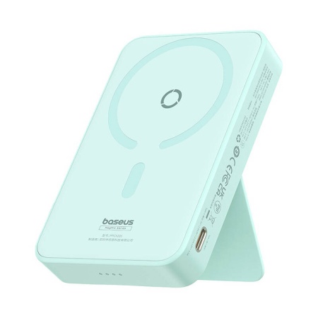 Baterie Externa, Baseus, Magnetica, USB-C, 5000mAh, 20W, MagSafe, Cable Type-C, 3A, 30cm, MagPro Magnetic, Verde