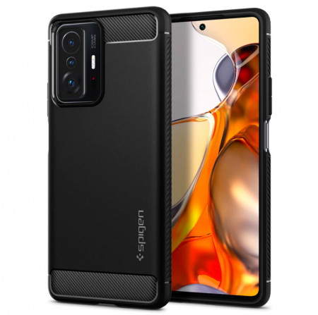 Bumper Xiaomi 11T / 11T Pro, Rugged Armor Spigen - Negru