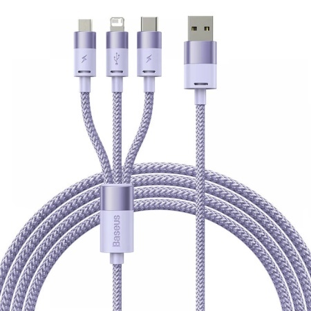 Cablu de Date 3in1 USB la Type-C, Lightning, MicroUSB, 5V/3.5A, 1.2m, Baseus StarSpeed, Mov
