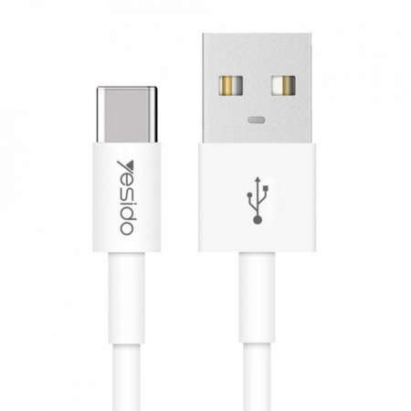 Cablu de date USB la Type-C, 2.4A, 1.2M, Yesido (CA-22) - Alb