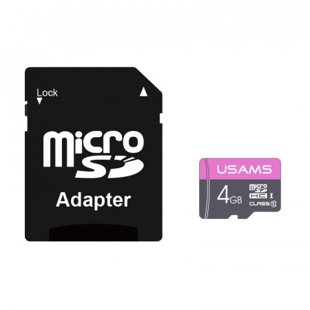 Carduri Memorie 4GB cu adaptor, High Speed, TF, USAMS (US-ZB115) - Negru