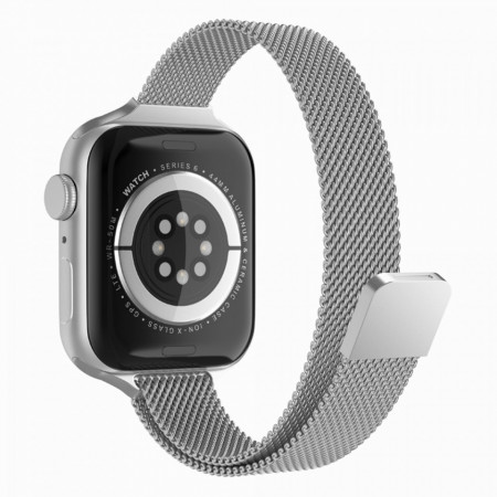 Curea metalica smartwatch Apple Watch 1 / 2 / 3 / 4 / 5 / 6 / 7 / SE (42 mm / 44 mm / 45 mm), Techsuit W034 - Argintiu