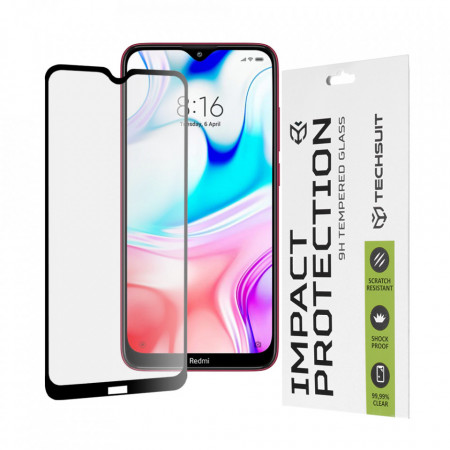 Folie Xiaomi Redmi 8 / 8A, ce acopera tot ecranul 111D, Techsuit - Negru