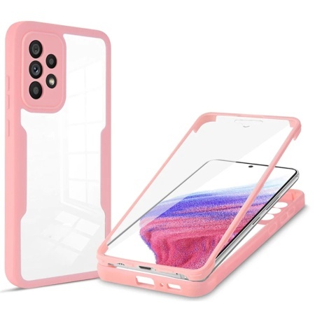 Husa + Folie pentru Samsung Galaxy A53 5G, SKYDDAR INNOVATION, [Pachet 360°] ColorVerse, set cu sticker, Roz