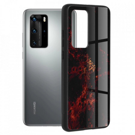 Husa Huawei P40 Pro cu sticla securizata, Techsuit Glaze - Red Nebula