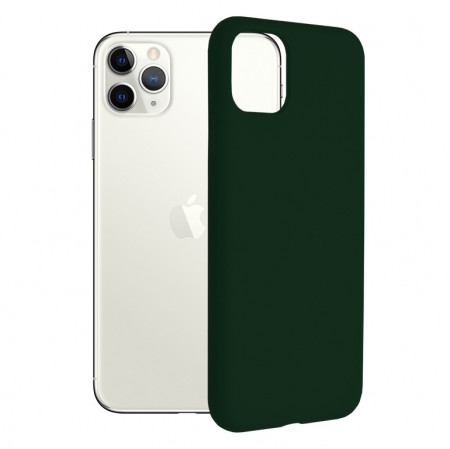 Husa iPhone 11 Pro Max din silicon moale, Techsuit Soft Edge - Dark Green