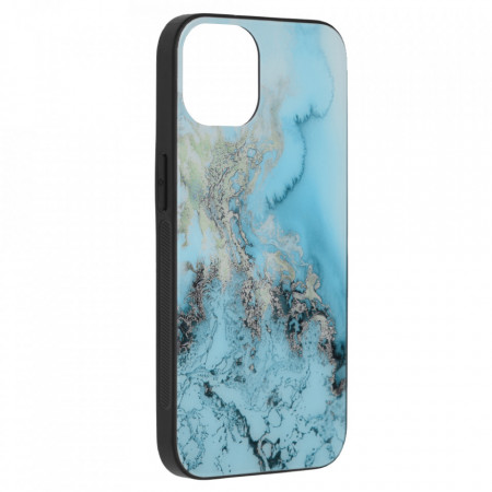 Husa iPhone 13 Mini cu sticla securizata, Techsuit Glaze - Blue Ocean