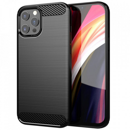 Husa iPhone 14 Pro, Carbon Silicone, Techsuit - Negru