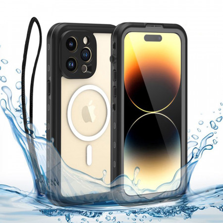 Husa iPhone 14 Pro rezistenta la apa, Waterproof IP68, ShellBox - Negru