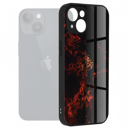 Husa iPhone 15 Plus cu sticla securizata, Techsuit Glaze - Red Nebula