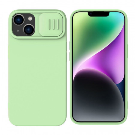 Husa iPhone 15 Plus, Nillkin CamShield Silky MagSafe Silicone - Mint Green