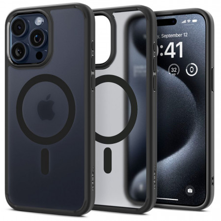 Husa iPhone 15 Pro, Spigen Ultra Hybrid MagSafe - Frost Black