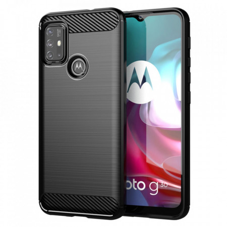 Husa Motorola Moto G30 / G10, Carbon Silicone, Techsuit - Negru