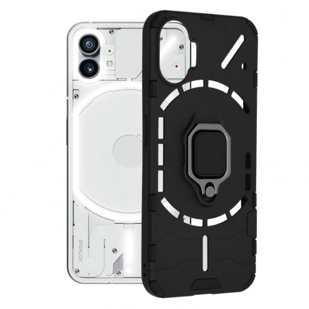 Husa Nothing Phone (1) cu inel, Techsuit Silicone Shield - Negru