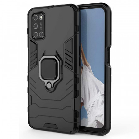 Husa Oppo A52 4G / A72 4G cu inel, Techsuit Silicone Shield - Negru