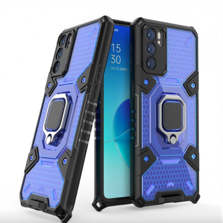 Husa Oppo Reno 6 5G cu inel, Techsuit Honeycomb - Albastru