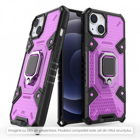 Husa OPPO Reno 6 Pro 5G cu inel, Techsuit Honeycomb - Rose-Violet