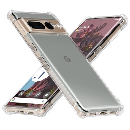 Husa pentru Google Pixel 7 Pro , SKYDDAR INNOVATION, Shockproof Clear din Silicon Slim, Transparenta, set cu sticker
