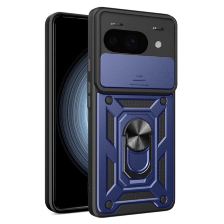 Husa pentru Google Pixel 9a cu inel magnetic si protectie camera Skyddar CamShield - Albastru