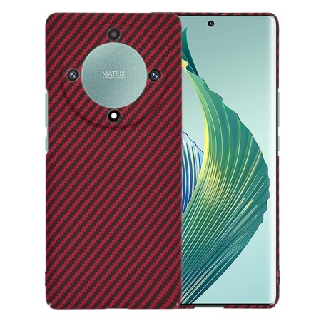Husa pentru Honor Magic5 Lite, SKYDDAR INNOVATION, textura carbon, Carbonite FiberShell, set cu sticker, Rosu,