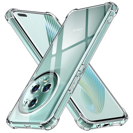 Husa pentru Honor Magic5 Pro , SKYDDAR INNOVATION, Shockproof Clear din Silicon Slim, Transparenta, set cu sticker