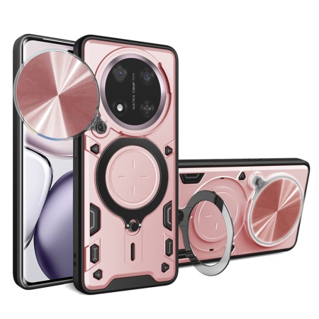 Husa pentru Honor X9c / Magic7 Lite, SKYDDAR INNOVATION, CamGuard Pro, Inel Magnetic, Protectie Camera, set cu sticker, Roz auriu