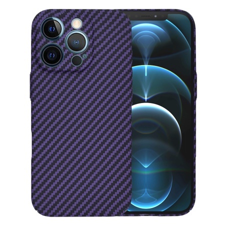 Husa pentru iPhone 12 Pro Max, SKYDDAR INNOVATION, textura carbon, Carbonite FiberShell, set cu sticker, Mov,