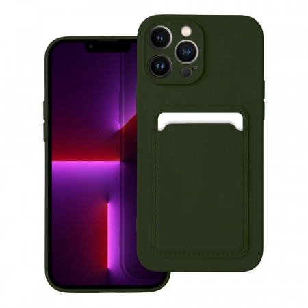 Husa pentru iPhone 13 Pro Max din silicon, Skyddar Cards - Verde