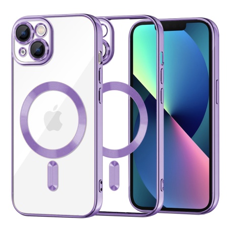 Husa pentru iPhone 13, SKYDDAR INNOVATION, Luxury Shield Magsafe, Protectie Antisoc, Mov, set cu sticker