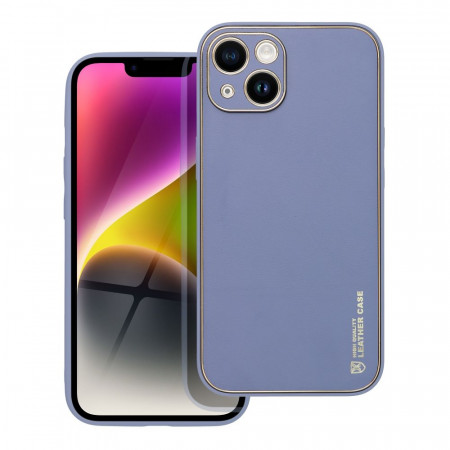 Husa pentru iPhone 14 din piele ecologica, Skyddar Leather - Albastru