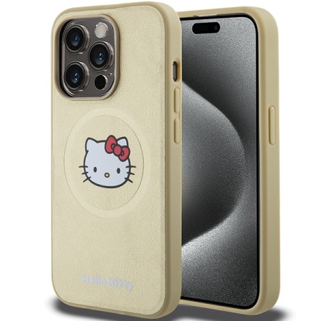 Husa pentru iPhone 14 Pro, Hardcase Leather Kitty Head MagSafe, Hello Kitty - Piele ecologica