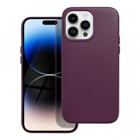 Husa pentru iPhone 14 Pro Max piele ecologica Mag Safe, Skyddar Leather - Mov