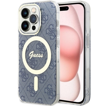 Husa pentru iPhone 15, IML 4G MagSafe, Guess - Albastru